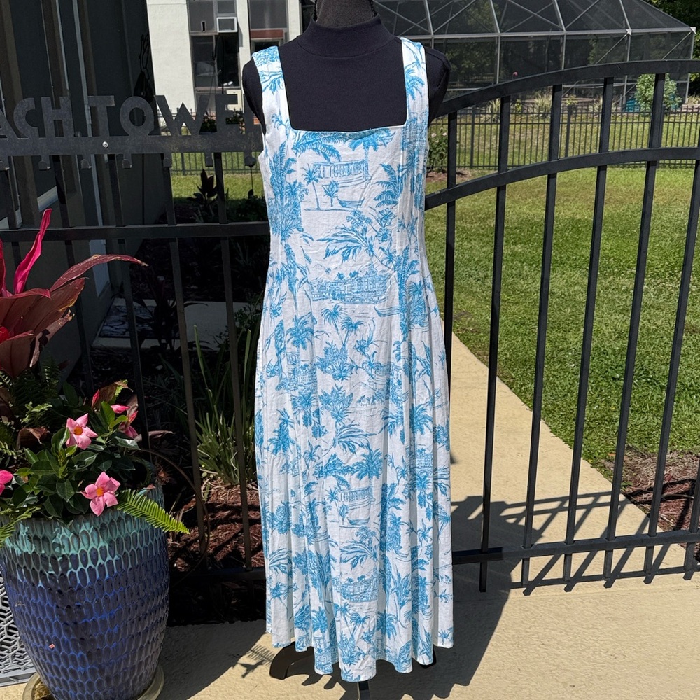 NWOT! Joie Blue and White Toile Square-Neck Maxi Dress